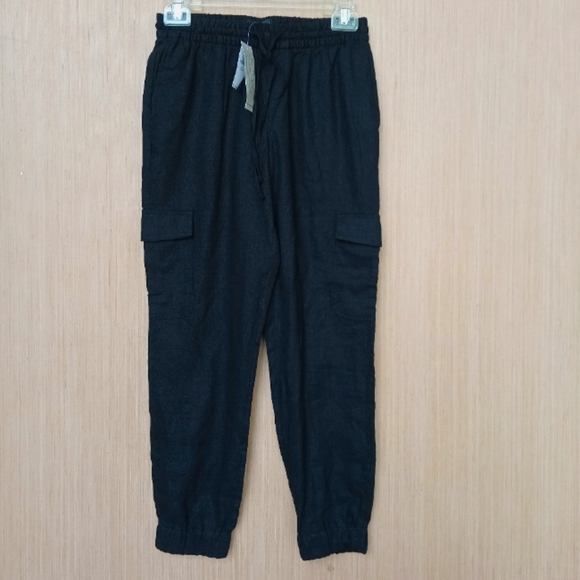 Banana Republic Petite Cargo Linen Black Pants Size XXS - Picture 2 of 6